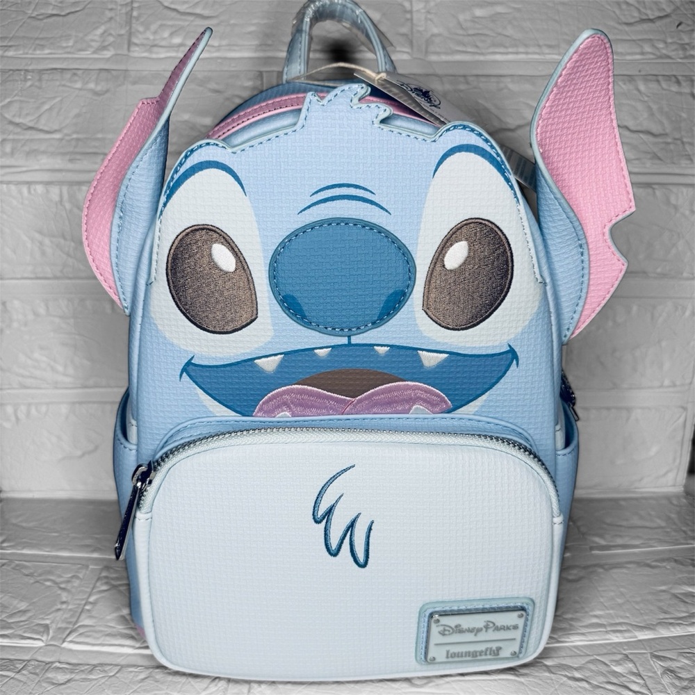 New Loungefly Disney Stitch Mini Backpack - Light Blue and Pink - Picture 8 of 11